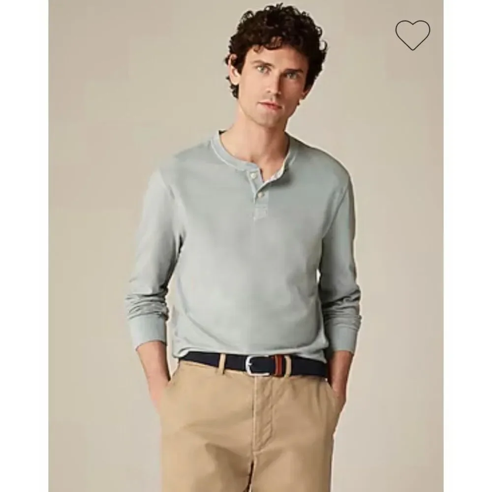 J. Crew Vintage Jersey Wash Cotton Henley in Galvanized Iron NWT size Small